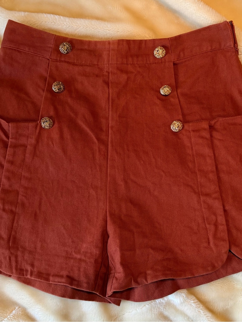 Etro High-Rise Rust Decorative Button-Front Women’s Shorts